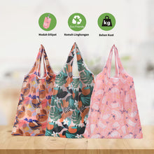 Lihat gambar sebagai galeri, Tas Tote Bag Belanja Wanita  Model Lipat Totebag Motif Reusable Import
