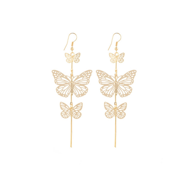 Anting Kupu-kupu Gold & Silver Women Earrings Butterfly