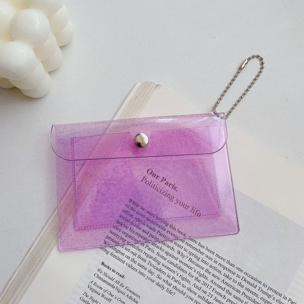 Pouch Kartu Transparan Card Holder Glitter Aesthetic