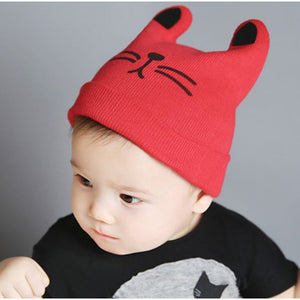 Topi Kupluk Rajut Telinga Kucing Untuk Anak Laki-laki & Perempuan