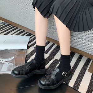 Sandal Wanita Soft Leather Casual Model Tali Korean Style Import