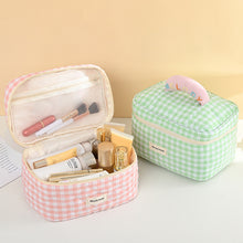 Lihat gambar sebagai galeri, Tas Kosmetik Aesthetic Cute Plaid Pastel Beauty Case Multi Fungsi Travel Bag Make up Organizer
