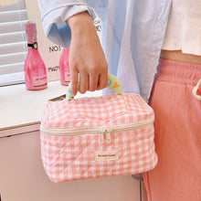 Lihat gambar sebagai galeri, Tas Kosmetik Aesthetic Cute Plaid Pastel Beauty Case Multi Fungsi Travel Bag Make up Organizer
