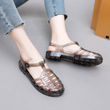 Lihat gambar sebagai galeri, Sandal Jelly Flat Hollow Ukuran Dewasa Warna Glitter &amp; Glossy Hollow Shoes Import
