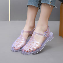 Lihat gambar sebagai galeri, Sandal Jelly Flat Hollow Ukuran Dewasa Warna Glitter &amp; Glossy Hollow Shoes Import

