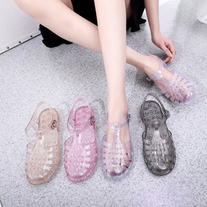 Sandal Jelly Glitter Ukuran Dewasa Hollow Shoes Import