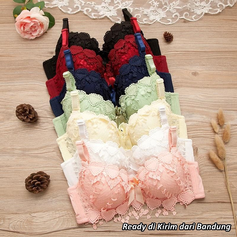 Set Bra Wanita Dengan Renda Underwear Motif Floral Lace BH